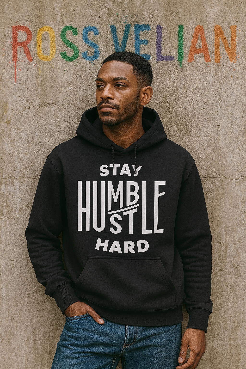 Stay Humble Hustle Hard Motivational Graphic Premium Unisex Hoodie