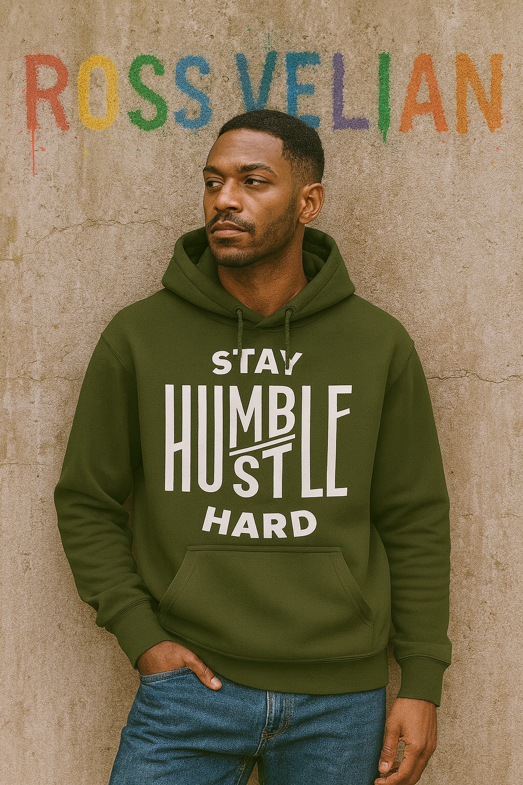 Stay Humble Hustle Hard Motivational Graphic Premium Unisex Hoodie
