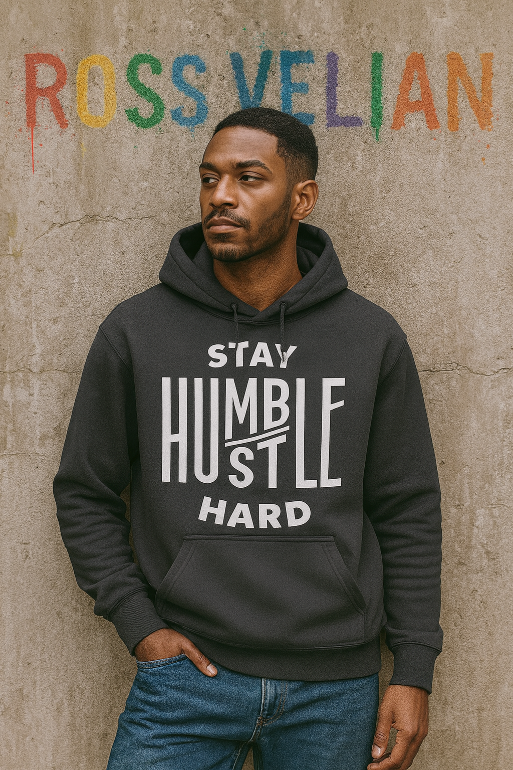 Stay Humble Hustle Hard Motivational Graphic Premium Unisex Hoodie